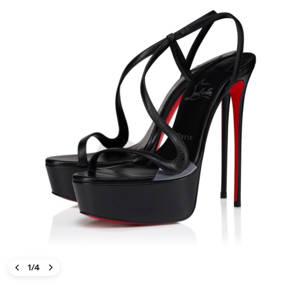 Authentic Christian Louboutin Rosalie Alta Black and Red Stiletto Heels - Picture 1 of 11